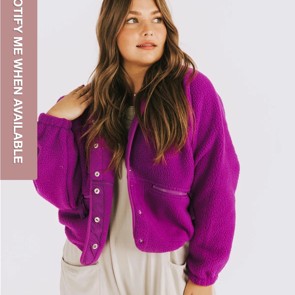 NWT FREE PEOPLE FP Movement Hit the Slopes Fleece Jacket Vivid Violet XS
